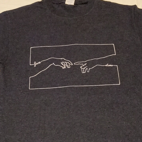 Michaelangelo God’s Finger Graphic T-shirt Unisex M Crew Neck Short Sleeve Grey - Picture 1 of 10